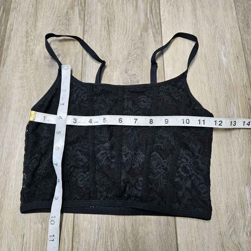 Colsie Bralette Black Floral Lace Wireless Bra Pullover Lined Corset Women's XS